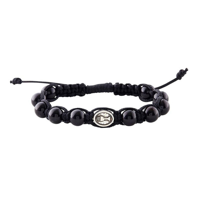 First Communion Rosary Bracelet Black Macrame