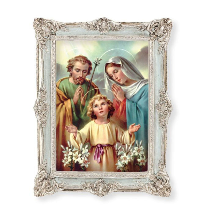 Holy Family 6 3/4" x 8 3/4" Powder Blue and Silver Frame