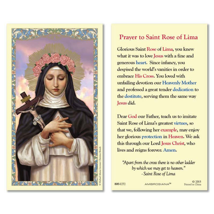 St Rose of Lima Holy Card