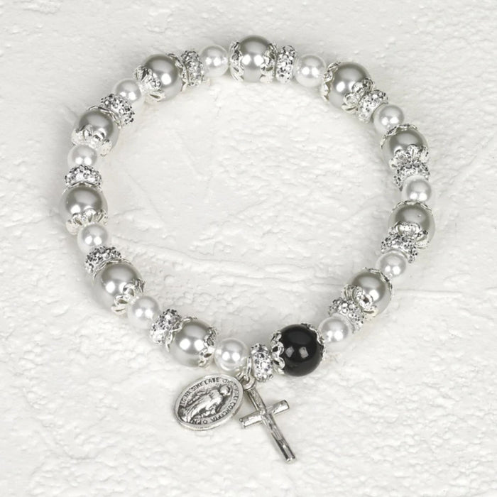 Rosary Bracelet With White Pearl Beads