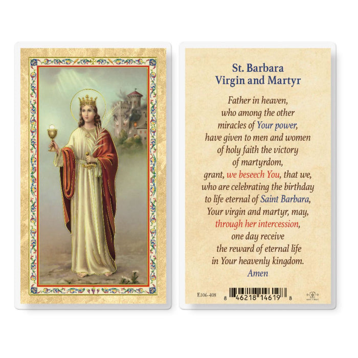 St Barbara Virgin and Martyr Holy Card