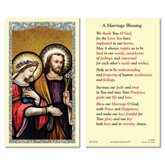 Marriage Blessing Wedding at Cana Holy Card