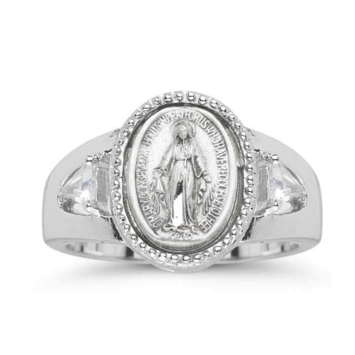 Ring Sterling Silver and CZ Framed Miraculous Size 5