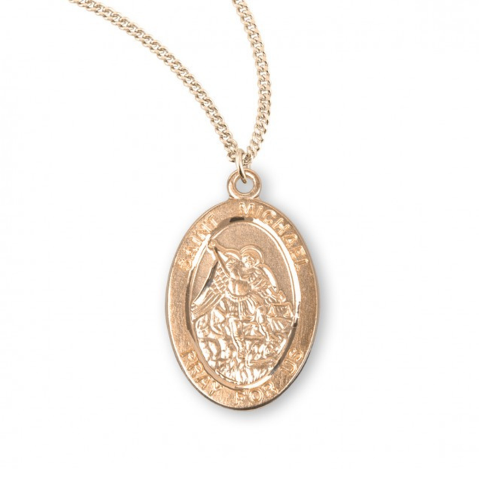 St Michael 16kt Gold Over Sterling on Oval 20" Chain