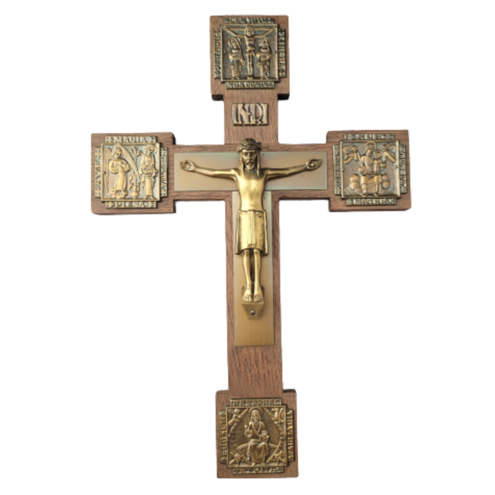 ANTIQUE WALL CRUCIFIX - FOUR EVENTS OF CHRIST'S LIFE - 11" x 7.5"