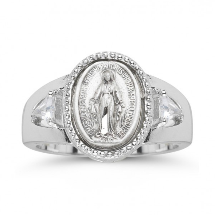 Ring Sterling Silver and CZ Framed Miraculous Size 7