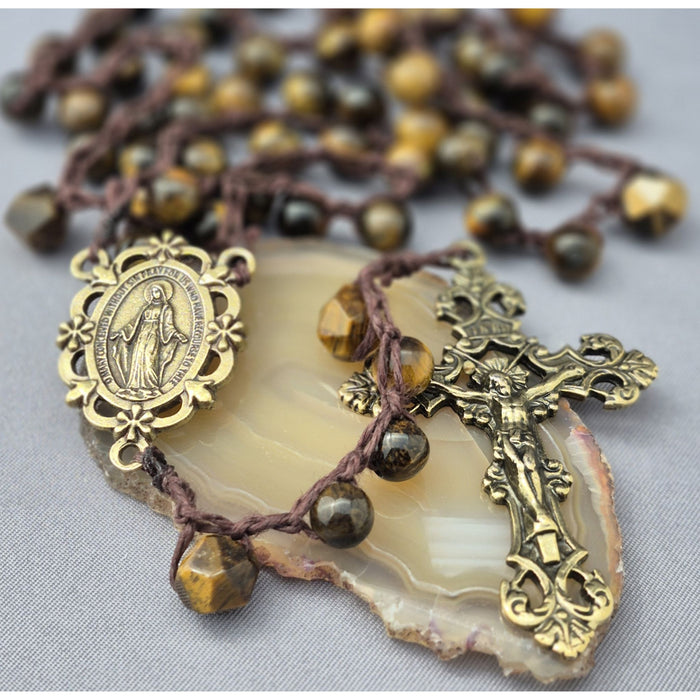 Handmade Rosary with Tiger Eye Beads