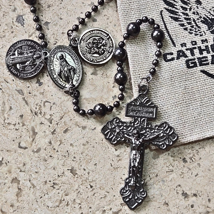 St. Joseph Strong Combat Rosary Gun Metal
