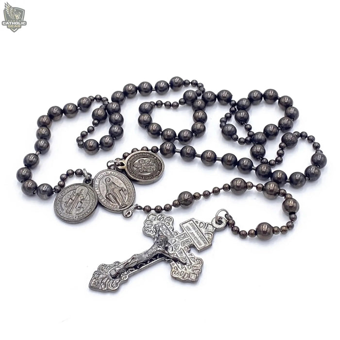 St. Joseph Strong Combat Rosary Gun Metal