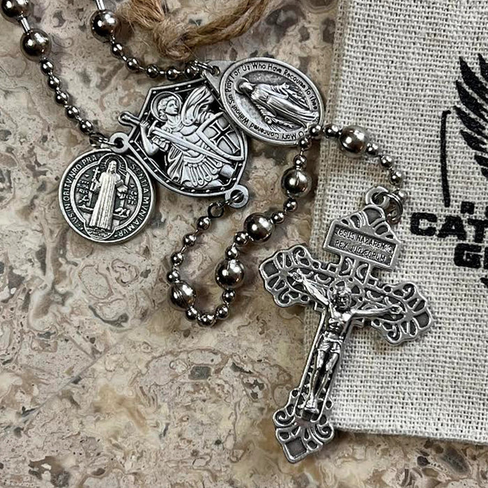 St. Michael the Defender Combat Rosary Silver