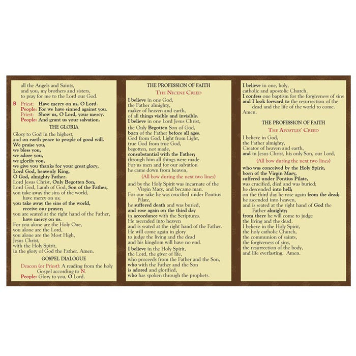 MASS PRAYER AND RESPONSES - POCKET PRAYER CARD - TRIFOLD