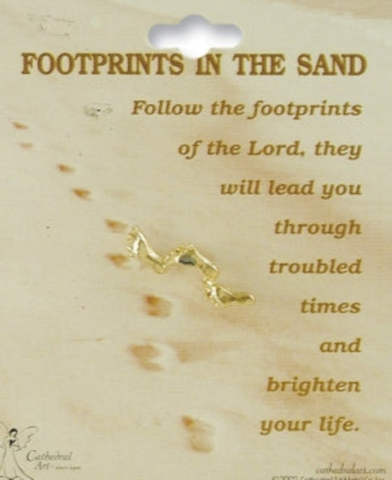 Pin Footprints in the Sand in Gold Tone