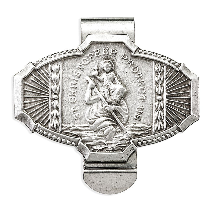 Visor Clip St Christopher Antique Silver Finish