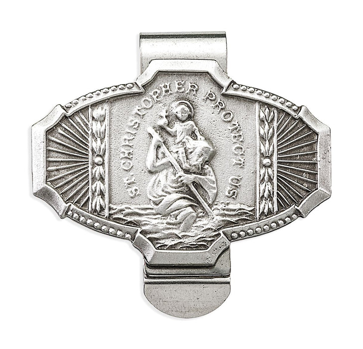 Visor Clip St Christopher Antique Silver Finish