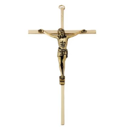 Wall Crucifix 8" Gold Tone Metal