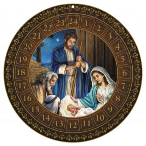 Advent Calendar Holy Family Gold Accents Round