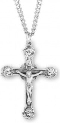 CRUCIFIX - SS - ANGEL TIPS - 1.75" - 24" CHAIN