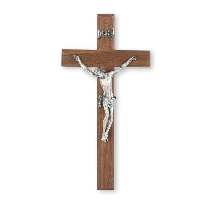 13" Walnut Cross with an Italian Silver Finish Corpus