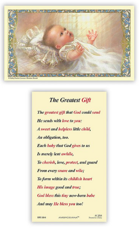 HOLY CARD - BAPTISM - THE GREATEST GIFT