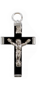 Crucifix - Black Wood and Metal ends - 1.25"