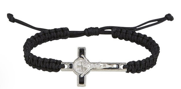 St. Benedict Crucifix Black Macrame Bracelet