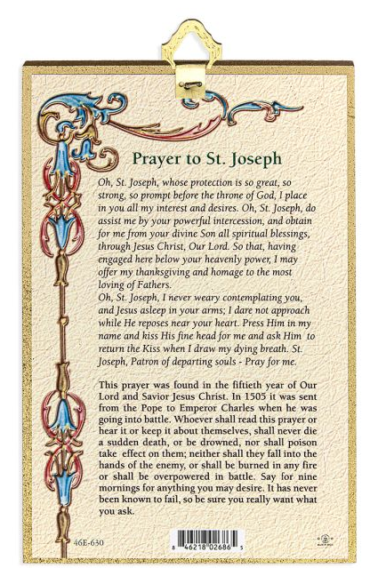 St Joseph 4" x 6"  Gold Foil Mosaic Plaque