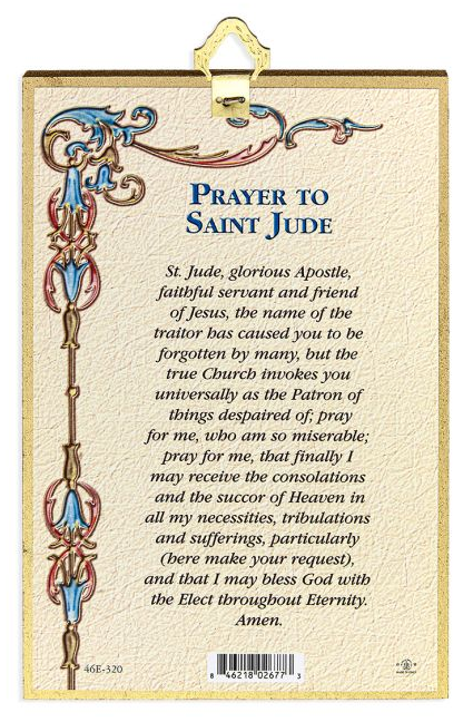 St Jude 4" x 6"  Gold Foil Mosaic Plaque