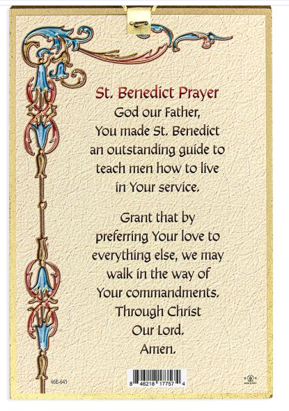 St Benedict 4" x 6"  Gold Foil Mosaic Plaque