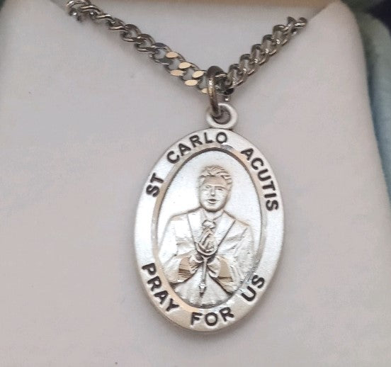 Carlo Acutis Sterling Silver Medal on 20" Chain