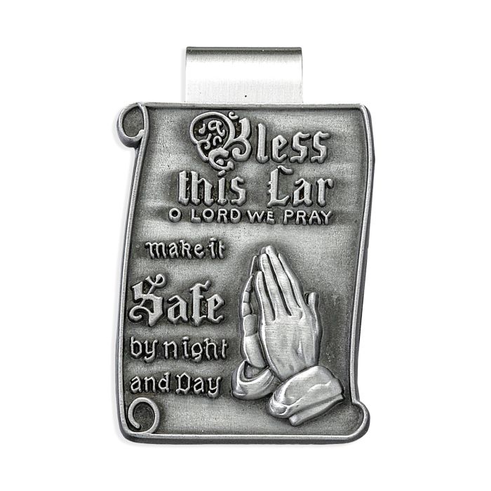 Visor Clip Bless This Car Scroll