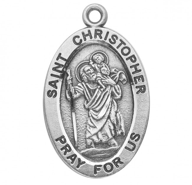ST CHRISTOPHER  - SS OVAL  - 20" CHAIN