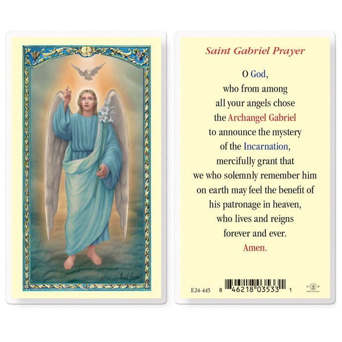 St Gabriel Holy Card