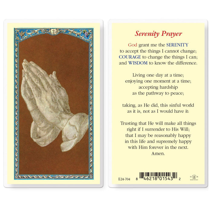 Serenity Prayer with Long Version Holy Card