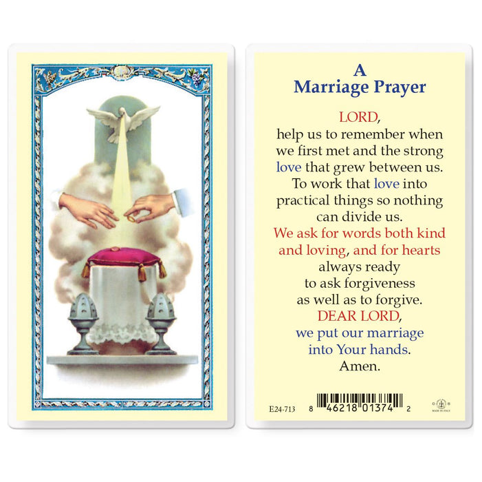 Marriage Prayer with Wedding Symbol Holy Card