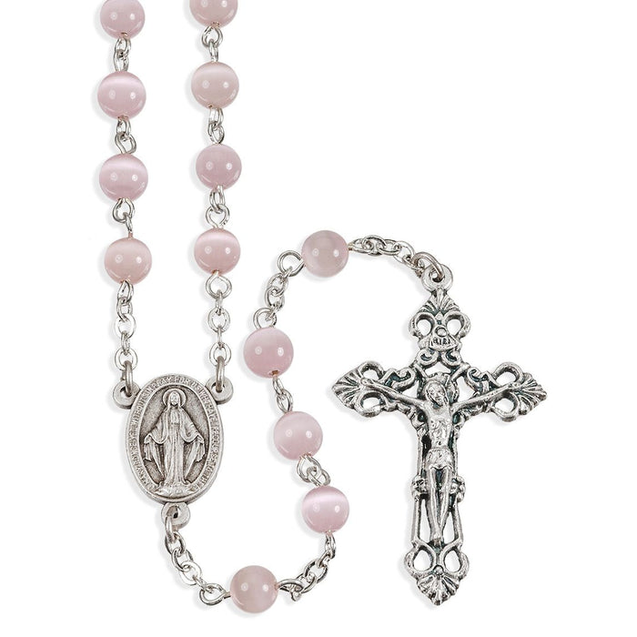 Rosary 6mm Pink Cat's Eye Beads