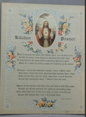 Vintage Frameable print on  Artboard Sacred Heart of Jesus "House Blessing"   8"x10"