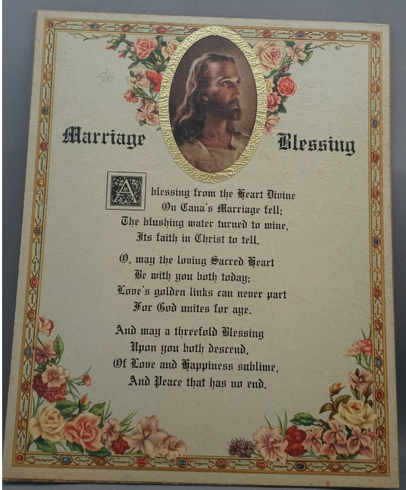 Vintage Frameable print on  Artboard "Head of Christ Marriage Blessing"  8"x10"