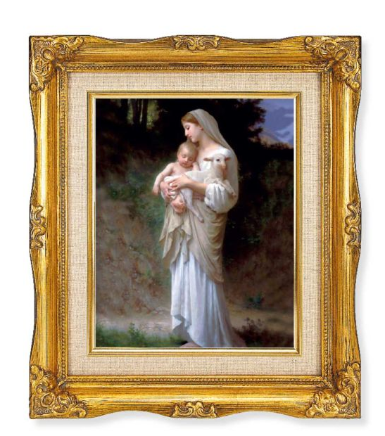 L'Innocence with Inner Linen Border in 12" x 14" Antique Gold Frame