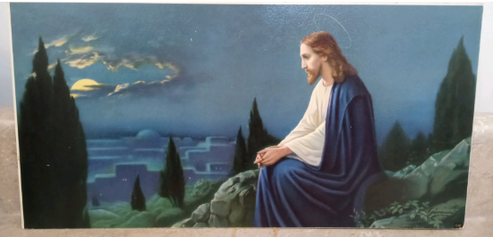 Vintage Frameable print on  Artboard "Christ in the Garden of Gethsemani" 15"x7 1/2"