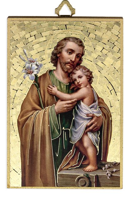 St Joseph 4" x 6"  Gold Foil Mosaic Plaque