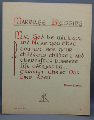 Vintage Frameable print on  Artboard "Marriage Blessing"  8"x10"