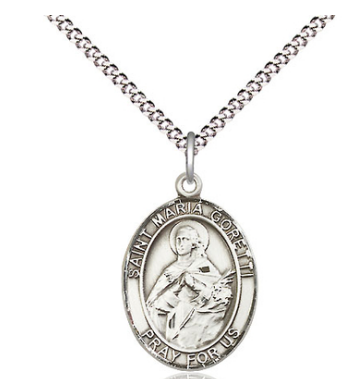 ST MARIA GORETTI - SS - OVAL ON 18" CHAIN