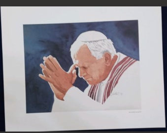 POPE JOHN PAUL PRAYING LARGE MATTE PRINT