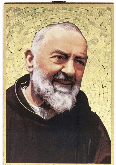 St Pio 4" x 6"  Gold Foil Mosaic Plaque