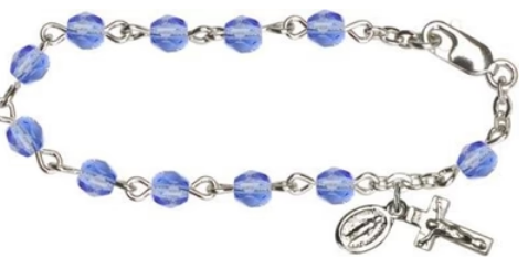 Child Rosary Bracelet Sapphire Swarovski Beads