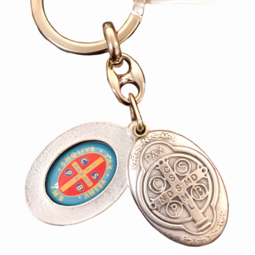 KEYCHAIN - ST BENEDICT OVAL SLIDE