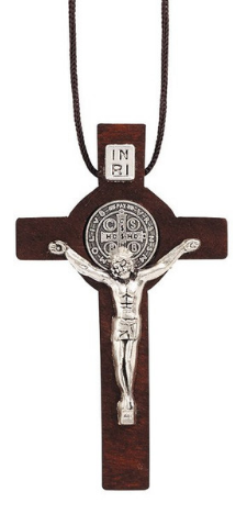 CRUCIFIX - 2.25" BROWN WOOD ON CORD