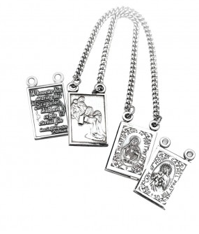 SCAPULAR - SS MIRACULOUS & SCAPULAR - RHODIUM CHAIN