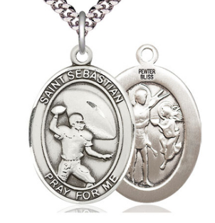 FOOTBALL - PEWTER - ST SEBASTIAN ON 24" CHAIN