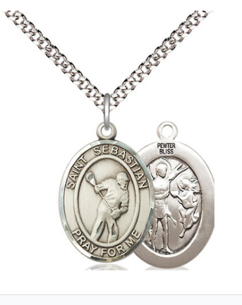 LACROSSE - PEWTER ST SEBASTIAN ON 20" CHAIN